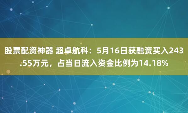 股票配资神器 超卓航科：5月16日获融资买入243.55万元，占当日流入资金比例为14.18%